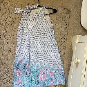 Blue and Pink Patterned  Dress